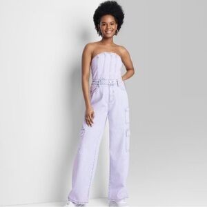 Wild Fable Light Denim with Lavender Rinse Tube Jumpsuit Size XL